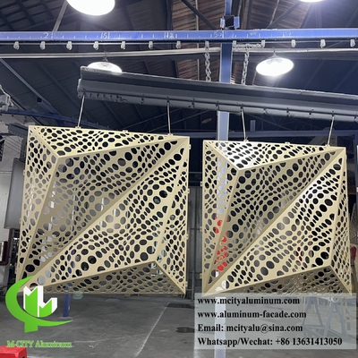 レーザーカット メタルスクリーン アルミパネル PVDFコーティング 3D形 建物の玄関装飾用