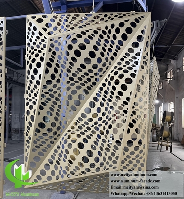 レーザーカット メタルスクリーン アルミパネル PVDFコーティング 3D形 建物の玄関装飾用