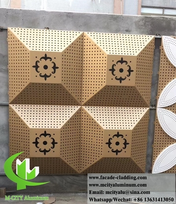 3D形金属シート アルミニウムファサード 孔状シート 金色