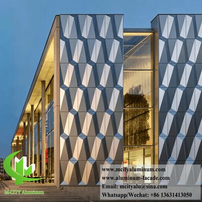お買い得 建築 3D 幾何学的なアルミニウム ファサード クラッディング パネル |カスタム PVDF 固体金属壁被覆材メーカー オンライン
